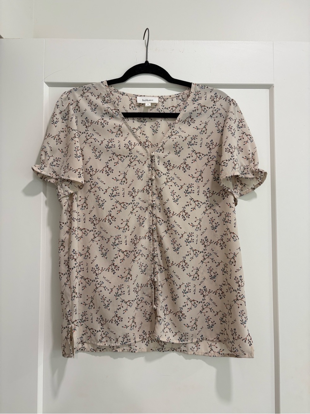 Bohme Floral Button Front Blouse | Medium | Like New